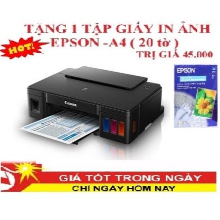 Máy In Phun Màu Canon Pixma G1010 Tặng Giấy Ảnh (Hàng Chính Hãng)