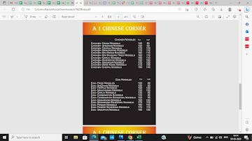 A1 Chinese corner menu 