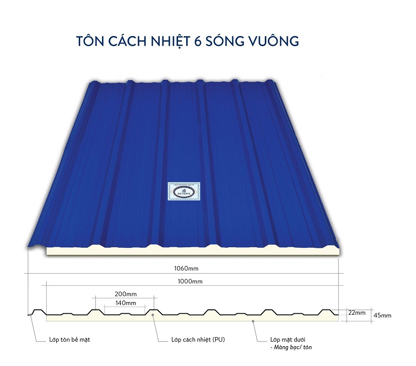 Tấm lợp 6 sóng vuông công nghiệp có tác dụng chống nóng, chống ồn