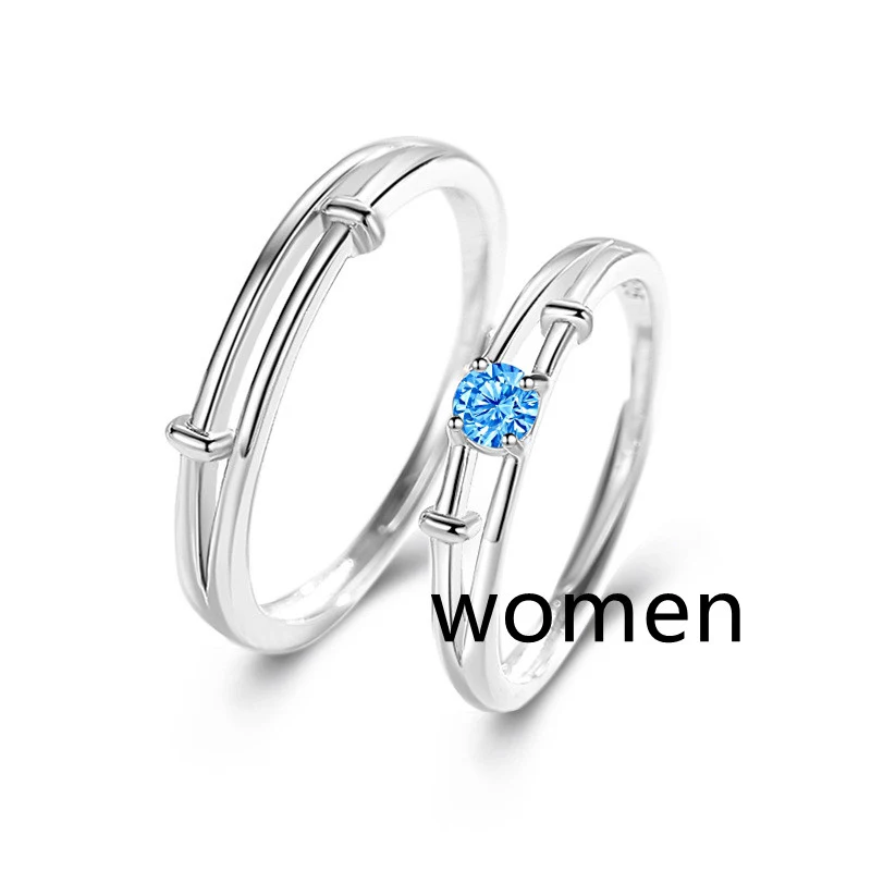 Anneaux de couple en argent sterling 925 design INS, symboles d'amour et d'engagement. Offrez un cadeau unique pour votre partenaire.