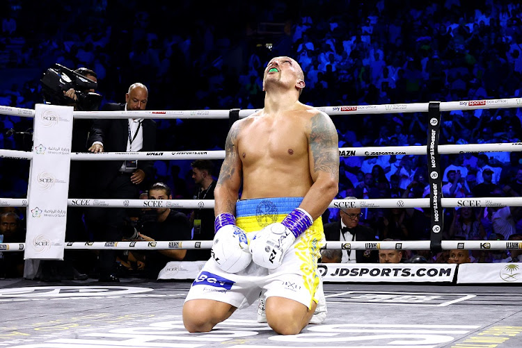 Oleksandr Usyk after his World Heavyweight Championship fight against Anthony Joshua at King Abdullah Sports City Arena in Jeddah, Saudi Arabia on August 20 2022.