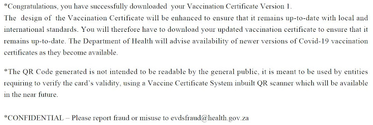 The explanation on a vaccine certificate downloaded on Thursday.