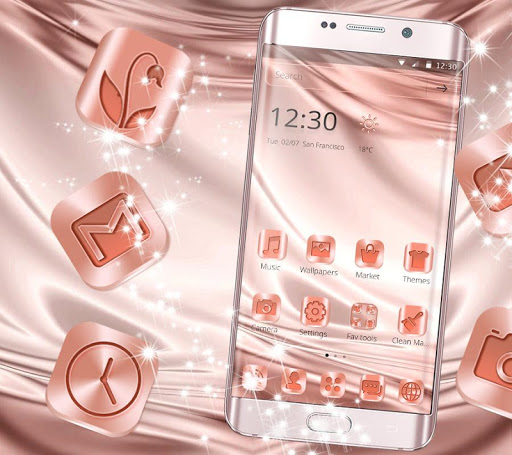 Rose Gold Silk Launcher Theme