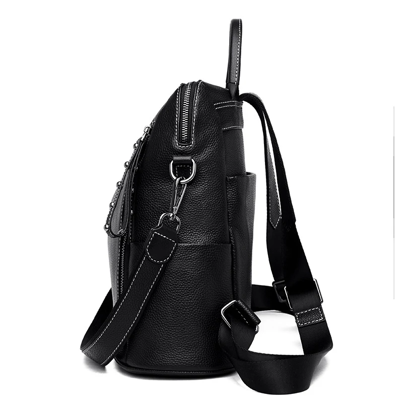Bolsa feminina de couro Mochila de couro bovino de camada superior Bolsa mensageiro feminina Mochila de couro fashion Leve seus pertences com elegância e conforto.