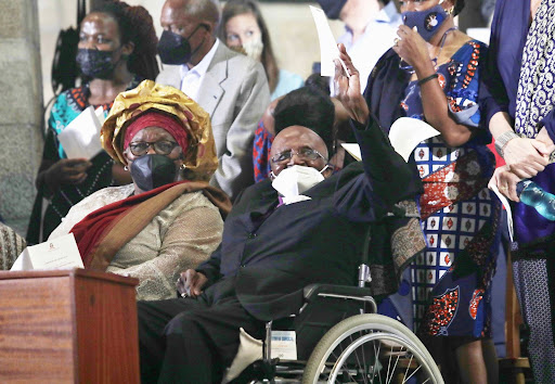 Archbishop Emeritus Desmond Tutu at the St George’s Cathedral in Cape Town on Thursday October 7 2021.