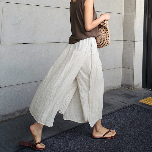 Title 5, Womens Linen Large Slit Culottes, breezy and s...