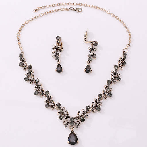 Title 2, Bridal Rhinestone Zircon Earring Necklace Set, ...