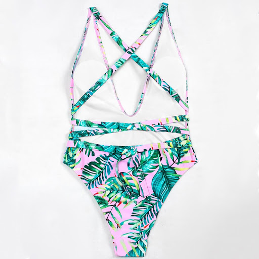 Title 3, Womens Deep V Sexy One-Piece Printed Swimsuit....