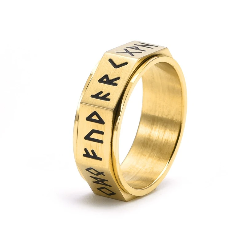 Viking Stainless Steel Rotatable Ring for Men, smooth rotation, stylish design, durable, wear-resistant, a modern and ma