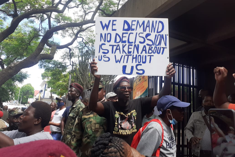 The Liberation Struggle War Veterans marched to the Union Buildings on Tuesday to hand over a memorandum to President Cyril Ramaphosa. They were still waiting at 3.30pm, after turning away a presidential representative.