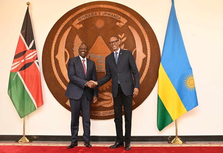 President William Ruto and his Rwandan counterpart Paul Counterpart Paul Kagame on April 4,2023.