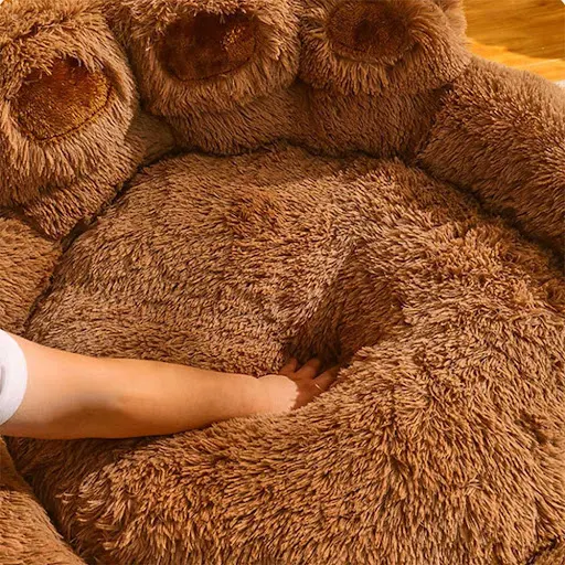Dog Mat Round Large Pet Cat House Plus Velvet Deep Sleeping Warm Bear Paw Shape Super Soft Cushion for Medium&large Dogs