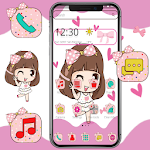 Cover Image of Download Cute Pink Girl Theme 1.1.2 APK