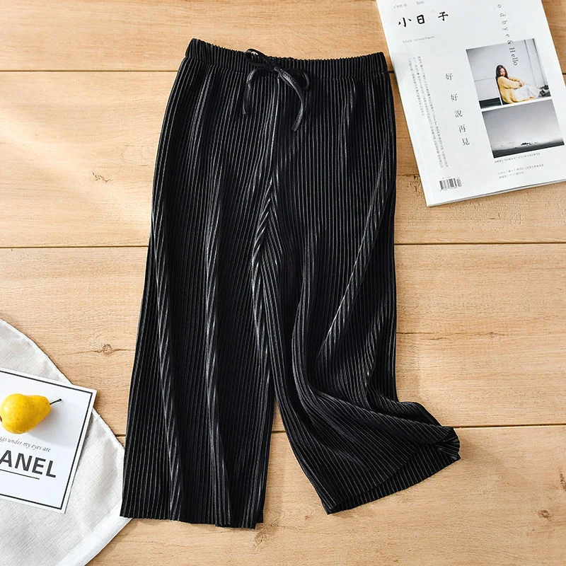Title 12, Losse Casual Broek Gebreide Chiffon Ice Silk Ne...