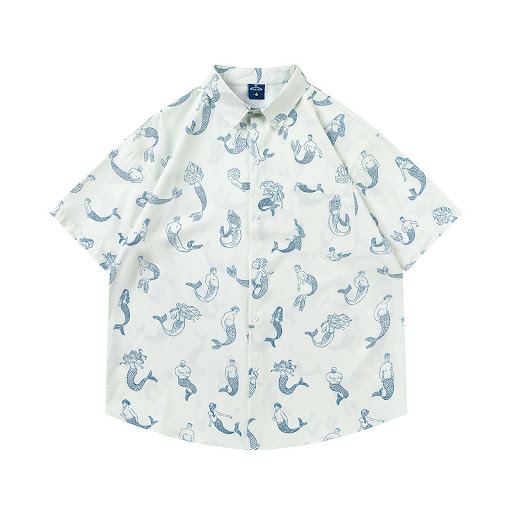 Title 5, Mermaid printed short-sleeved shirt for men, lo...