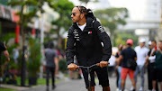 Lewis Hamilton of Great Britain and Mercedes GP in the paddock on September 19 2019 during previews ahead of the F1 Grand Prix of Singapore at Marina Bay Street Circuit.