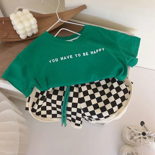 Title 2, Childrens Letter Short-sleeved Shorts Two-piec...