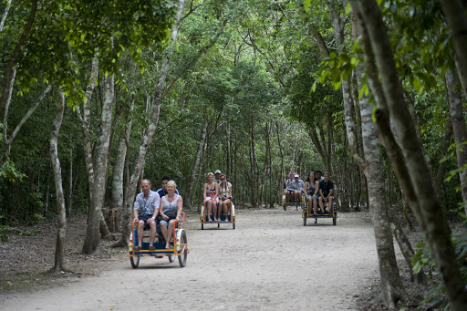 Bicycle parking at Cobá. Bikes, available for rent at the entrance, are a fun way of getting around.