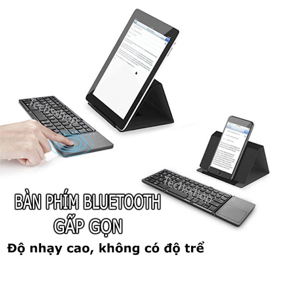 Bàn Phím Bluetooth Không Dây Gấp Gọn Có Touchpad - Loại Phím Vuông