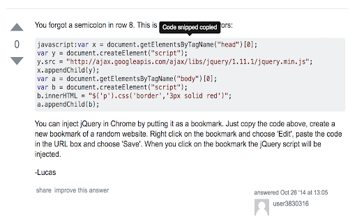 Copy Stack Overflow Code Snippets