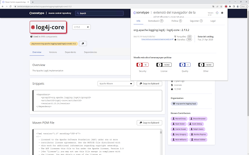 Extensió del navegador de la plataforma Sonatype