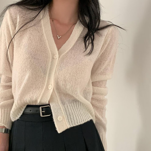 Title 27, Simple All-match V-neck Single Breasted Sweater...
