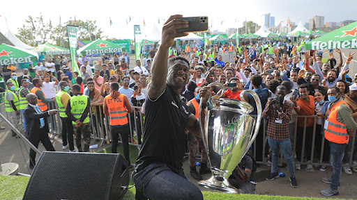 Clarence Seedorf on tour with the UEFA Champions League trophy in Ethiopia as part of the pan-African tour, courtesy of Heineken. (Photo: Business Wire)