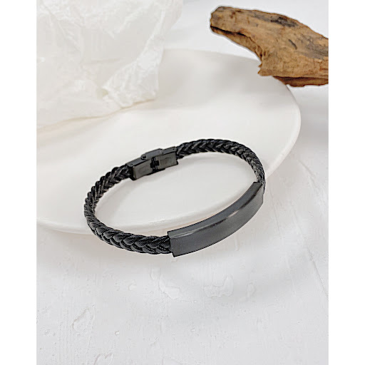 Title 6, Vintage black stainless steel bracelet, a durab...