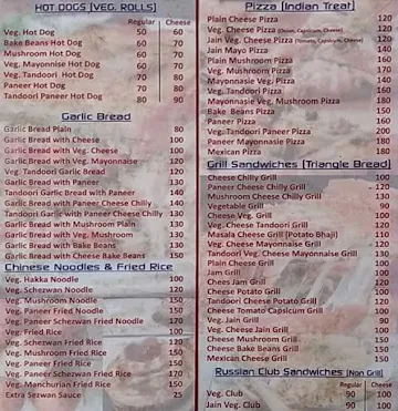 Pibs Snacks Corner menu 