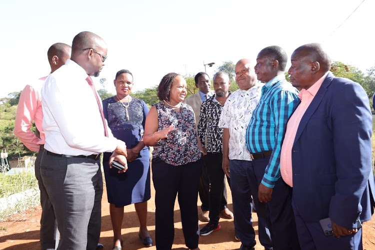 Kirinyaga Governor Anne Waiguru and a section of members of the County Assembly during a bench marking tour to Tatu Industrial City.