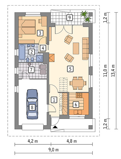 Miarodajny - wariant VIII - C333h - Rzut parteru