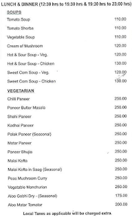 Presidency Inn menu 2