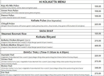 Hi Kolkata menu 