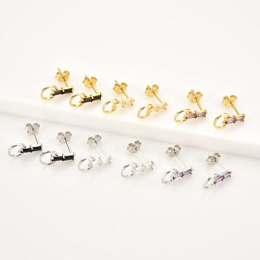 Title 3, Sterling silver white purple black design earri...