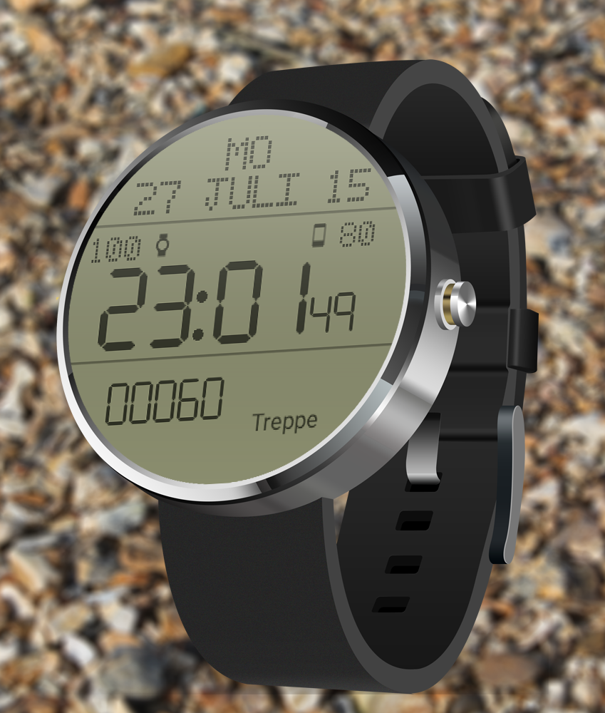 Android application LCD Watchface with Steps screenshort