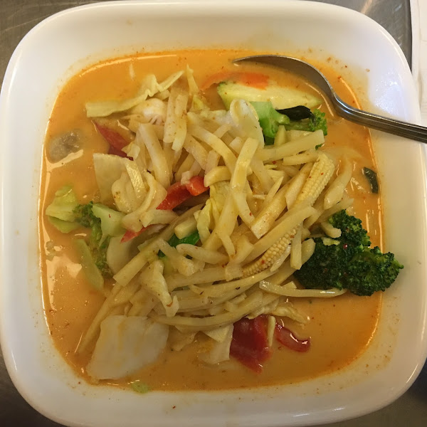 Vegetarian Red Curry with white rice (not shown).