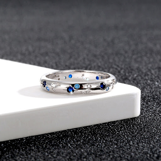 Title 4, S925 Sterling Silver Bright Starry Ring for Men...