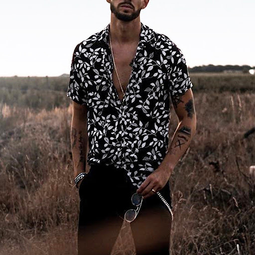 Title 1, Leaf print short sleeve shirt for men. Stay coo...