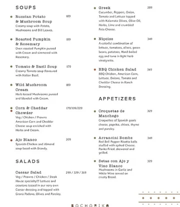 Bacharika Kitchen & Bar menu 