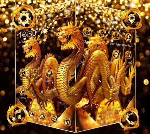 Sparkling Golden Dragon Theme