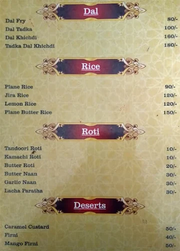 Rangoon Zaika menu 