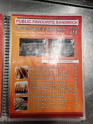 Soni Sandwich menu 1