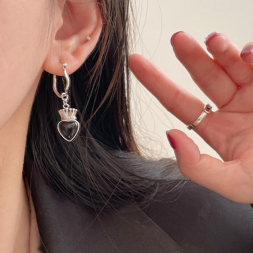 Title 7, Agate Crown Love Asymmetric Earrings for Women