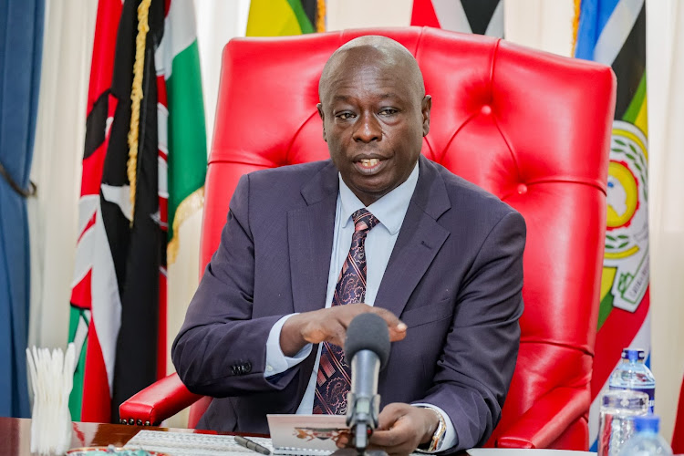 Deputy President Rigathi Gachagua chairs a multi-sectoral meeting at his official residence in Karen on how to contain illicit brew and drug and substance abuse in the country, February 22, 2024.