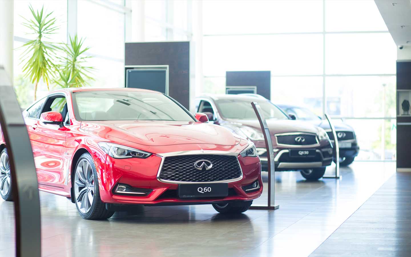 infinity vehicles on display in showroom