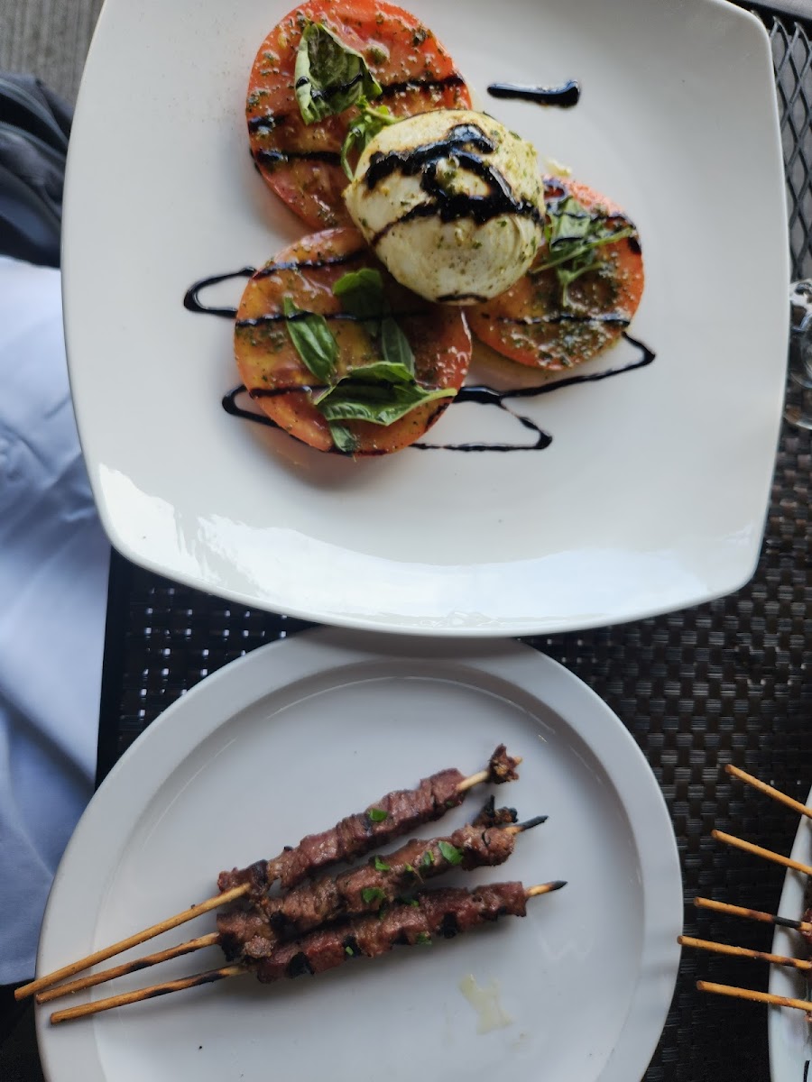 Lamb skewers (daily special) and caprese salad