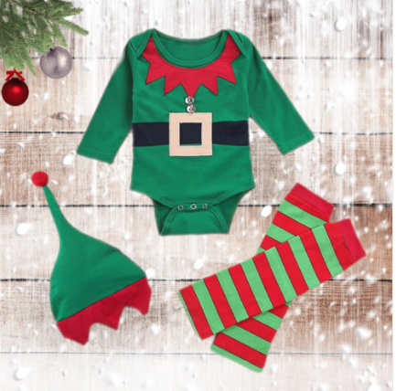 Conjunto de macacão de manga comprida de Natal para menino, ideal para fotos e celebrações festivas, conforto garantido para as crianças