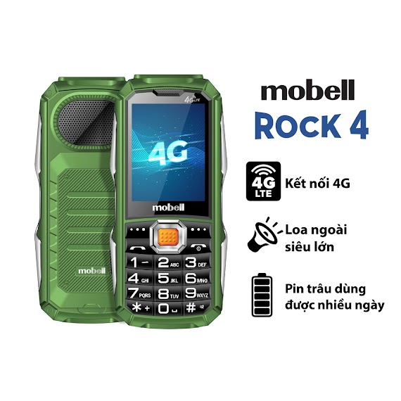 Điện Thoại Mobell Rock4 Pin Trâu Sử Dụng 30 Ngày Chính Hãng 2 Sim 4G Chống Va Đập Thích Hợp Đèn Pin