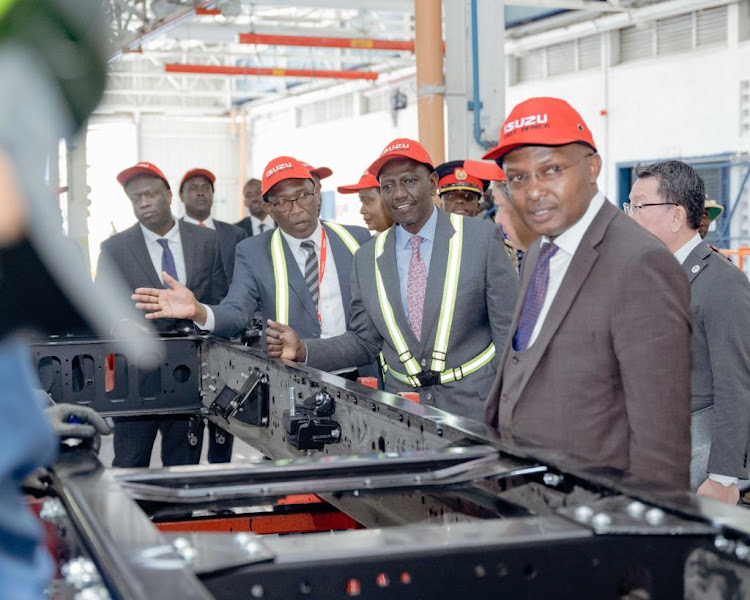 President William Ruto during the official opening of the Electro-Deposition Paint Plant by Isuzu East Africa in Nairobi on June 7,2023.