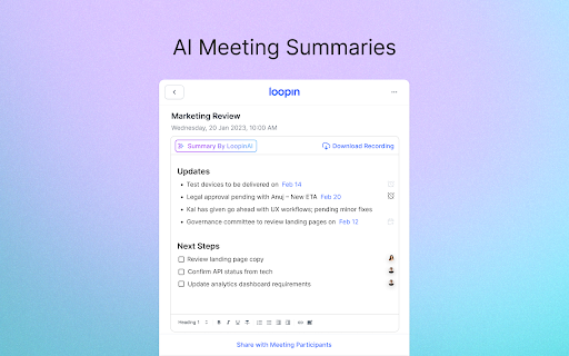 Loopin: AI meeting notes